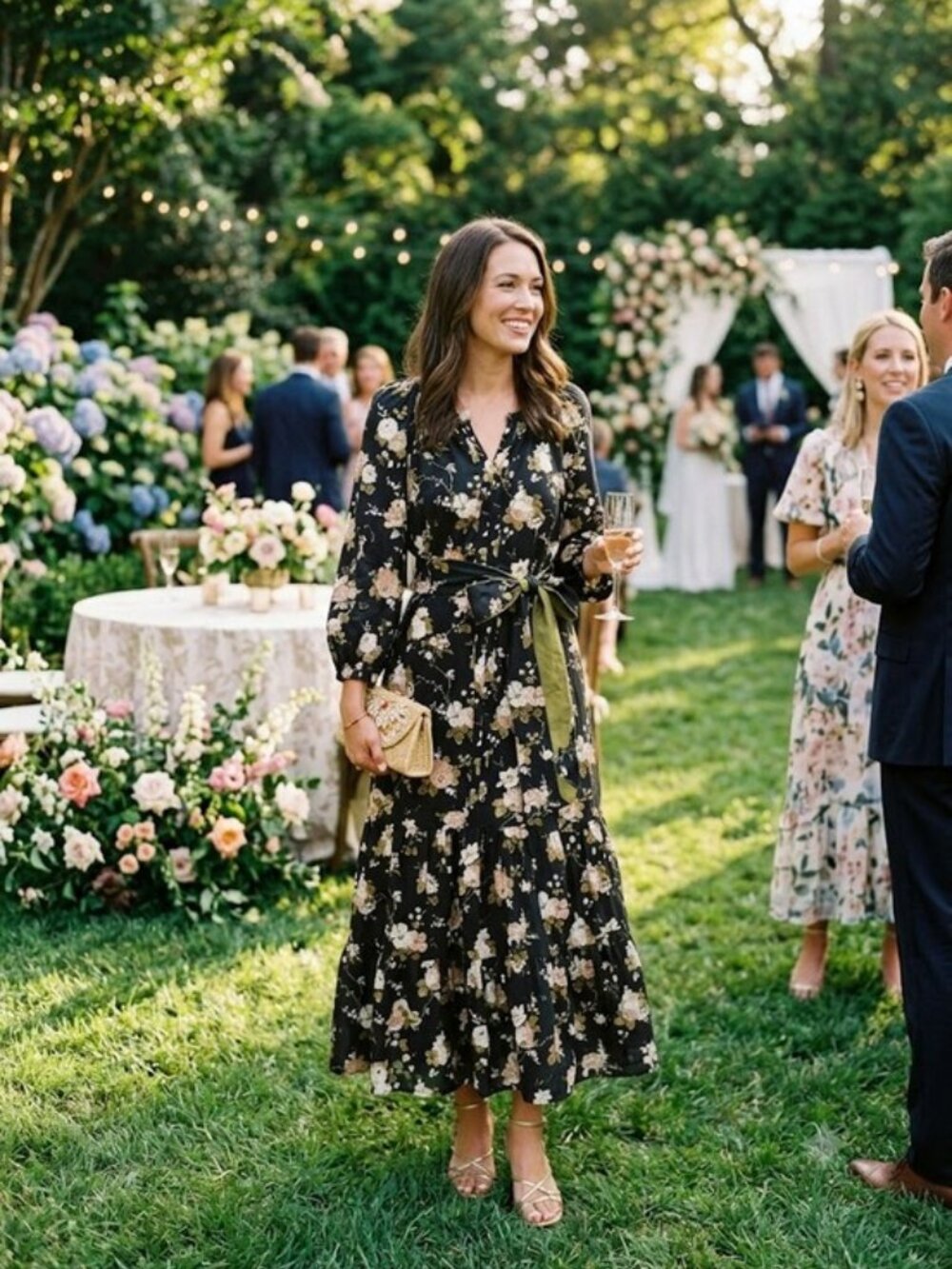 💕TUCKERNUCK💕 Lyles Maxi Dress Midnight Garden Large NWT Romantic Wedding Guest